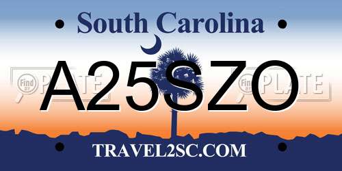 A25SZO South Carolina License Plate
