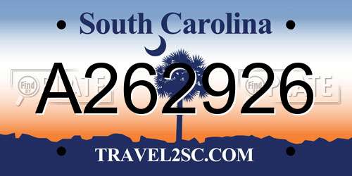 A262926 South Carolina License Plate