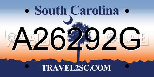A26292G South Carolina License Plate