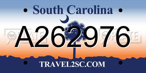 A262976 South Carolina License Plate