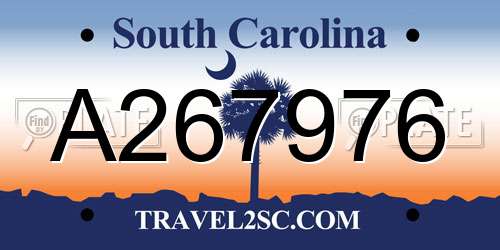 A267976 South Carolina License Plate