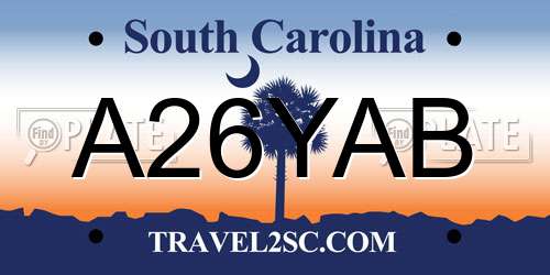A26YAB South Carolina License Plate