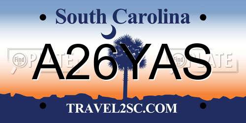 A26YAS South Carolina License Plate