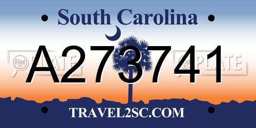 A273741 South Carolina License Plate