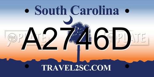 A2746D South Carolina License Plate