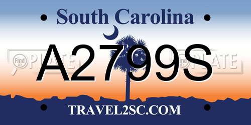 A2799S South Carolina License Plate