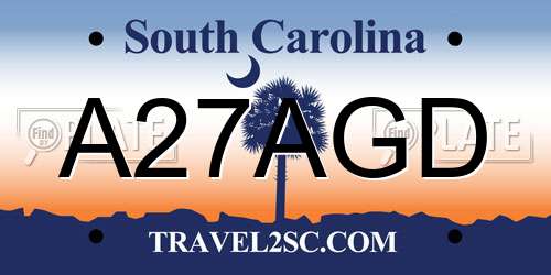 A27AGD South Carolina License Plate