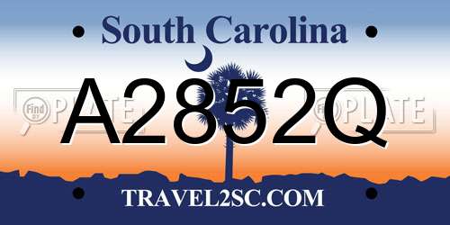 A2852Q South Carolina License Plate