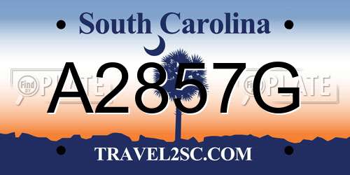 A2857G South Carolina License Plate