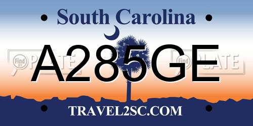 A285GE South Carolina License Plate