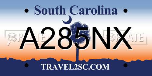 A285NX South Carolina License Plate