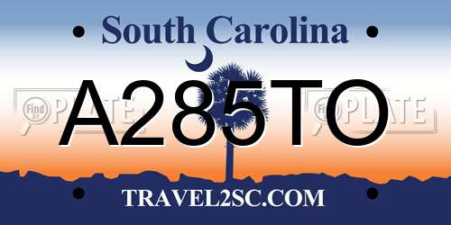 A285TO South Carolina License Plate