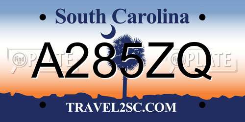 A285ZQ South Carolina License Plate