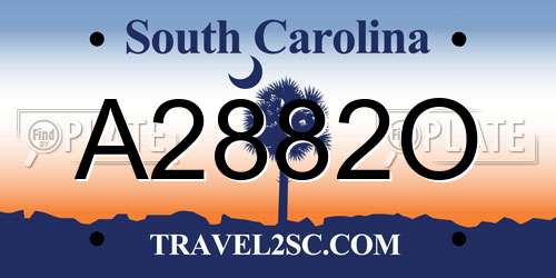 A2882O South Carolina License Plate