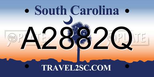 A2882Q South Carolina License Plate