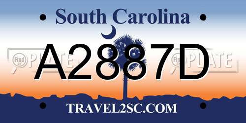 A2887D South Carolina License Plate