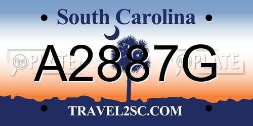 A2887G South Carolina License Plate