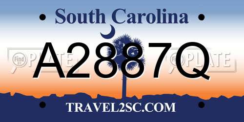 A2887Q South Carolina License Plate