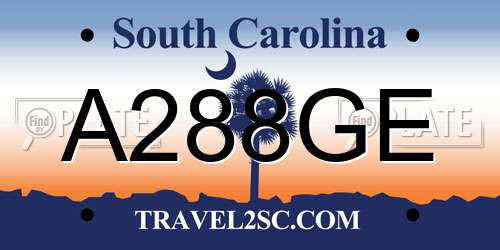 A288GE South Carolina License Plate