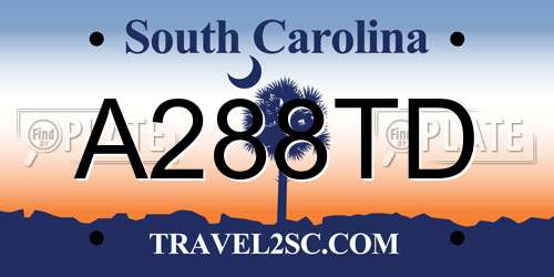 A288TD South Carolina License Plate