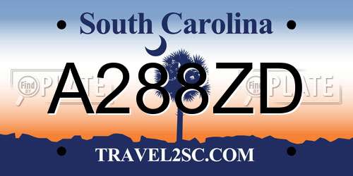 A288ZD South Carolina License Plate