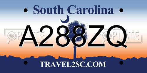 A288ZQ South Carolina License Plate
