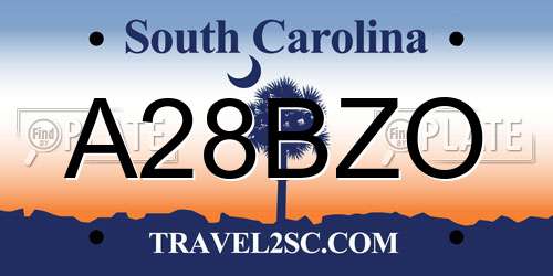 A28BZO South Carolina License Plate
