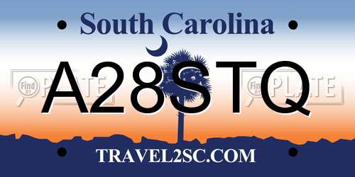 A28STQ South Carolina License Plate