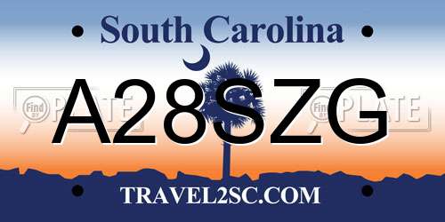 A28SZG South Carolina License Plate