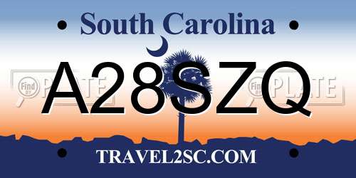 A28SZQ South Carolina License Plate