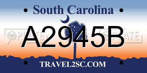 A2945B South Carolina License Plate