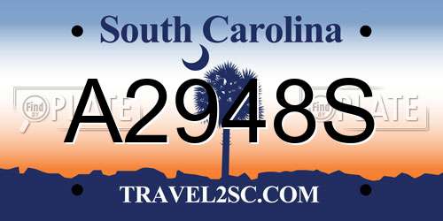A2948S South Carolina License Plate