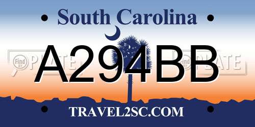 A294BB South Carolina License Plate