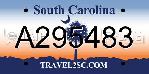 A295483 South Carolina License Plate