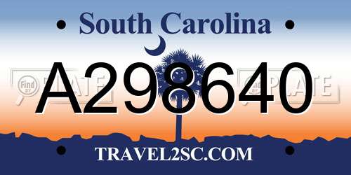 A298640 South Carolina License Plate