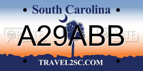 A29ABB South Carolina License Plate
