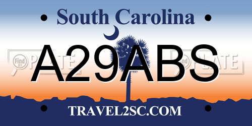 A29ABS South Carolina License Plate