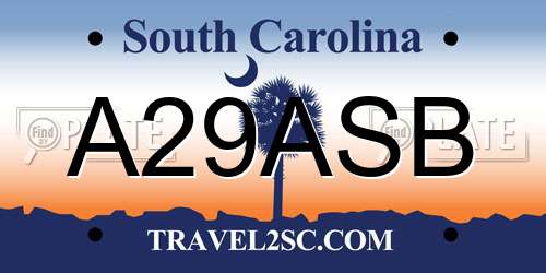 A29ASB South Carolina License Plate