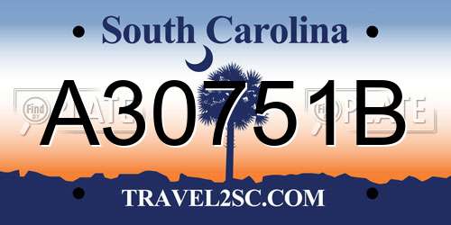 A30751B South Carolina License Plate