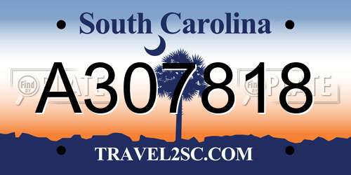 A307818 South Carolina License Plate