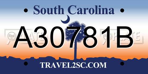 A30781B South Carolina License Plate