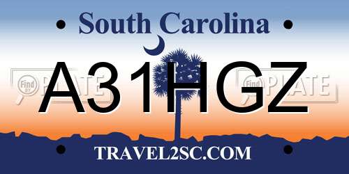 A31HGZ South Carolina License Plate