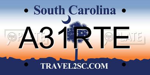 A31RTE South Carolina License Plate