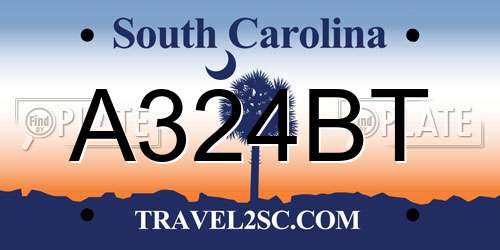 A324BT South Carolina License Plate