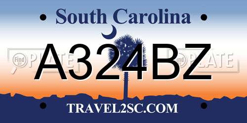 A324BZ South Carolina License Plate