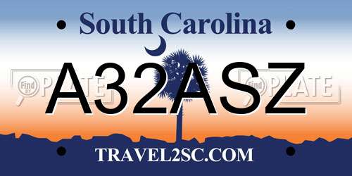 A32ASZ South Carolina License Plate