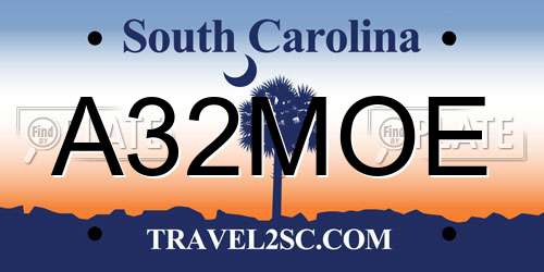 A32MOE South Carolina License Plate