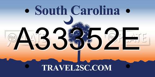 A33352E South Carolina License Plate