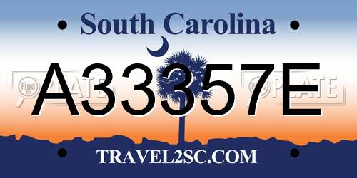 A33357E South Carolina License Plate