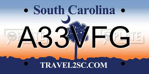 A33VFG South Carolina License Plate